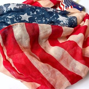 Patriotic Infinity Scarf with American Flag Print in Red White and Blue